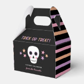 Leuke schedel pastel strepen Halloween Trick Treat Bedankdoosjes (Voorkant Zijde)