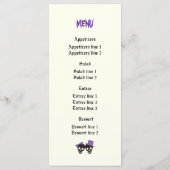 Leuke schedels Halloween paarse bruiloft menukaart (Achterkant)