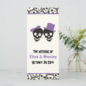 Leuke schedels Halloween paarse bruiloft programma Programmakaart (Staand voorkant)