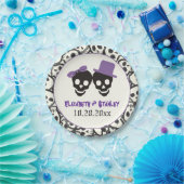 Leuke schedels Halloween paarse en zwarte bruiloft Papieren Bordje (Feest)