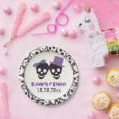 Leuke schedels Halloween paarse en zwarte bruiloft Papieren Bordje (Feest)