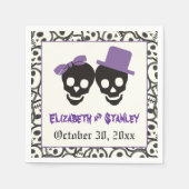 Leuke schedels Halloween paarse en zwarte bruiloft Servet (Voorkant)