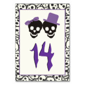 Leuke schedels Halloween paarse trouwtafel nummer Kaart (Voorkant)