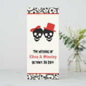 Leuke schedels Halloween rode bruiloft programma Programmakaart (Staand voorkant)