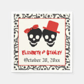 Leuke schedels Halloween rood en zwart bruiloft Servetten (Voorkant)