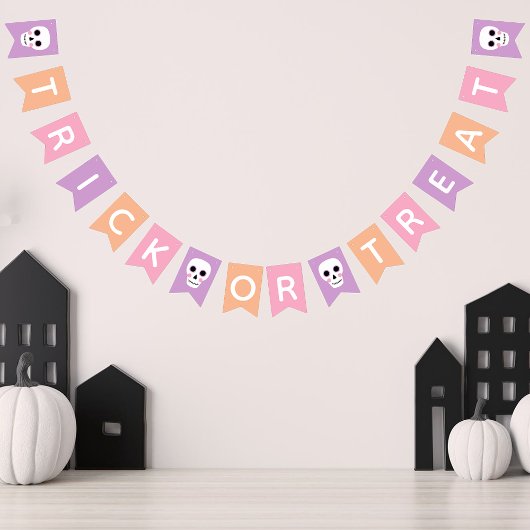 Leuke schedels Pastel Halloween Trick or treat Vlaggetjes