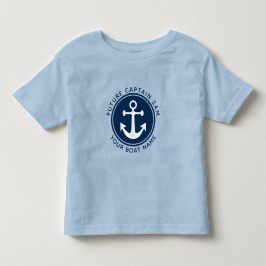 Leuke scheepsanker touw marine kapitein boot naam kinder shirts (Voorkant)
