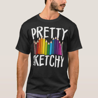 Leuke Schets Fun Art Liefhebber Gekleurde Potloden T-shirt