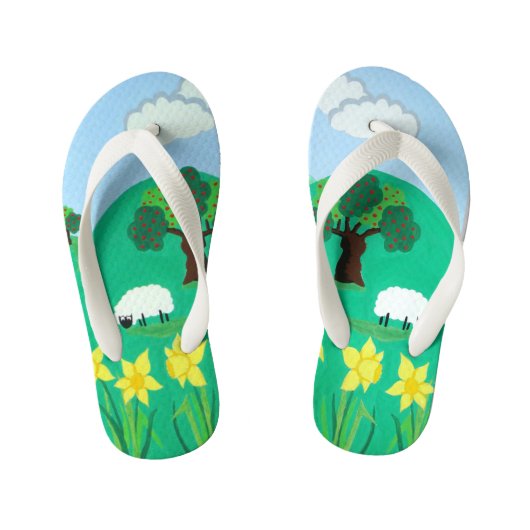 Leuke schilderachtig illustratie van schattig scha kinder teenslippers (Voetbed)