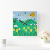 Leuke schilderachtig illustratie van schattig scha vierkante klok (Huis)