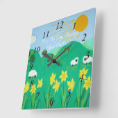 Leuke schilderachtig illustratie van schattig scha vierkante klok (Hoek)