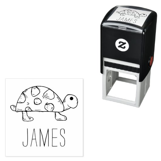 Leuke schildpad kunst met aangepaste naam Pre-Inke Zelfinktende Stempel (In situ)