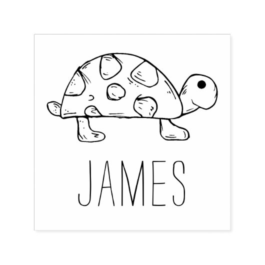 Leuke schildpad kunst met aangepaste naam Pre-Inke Zelfinktende Stempel (Design)