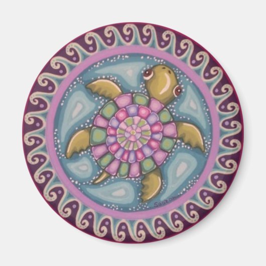 Leuke schildpad mandala magneet van Soozie Wray (Voorkant)