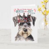 Leuke Schnauzer Queen voor een Dag Grappige Verjaa Kaart (Gele Bloem)
