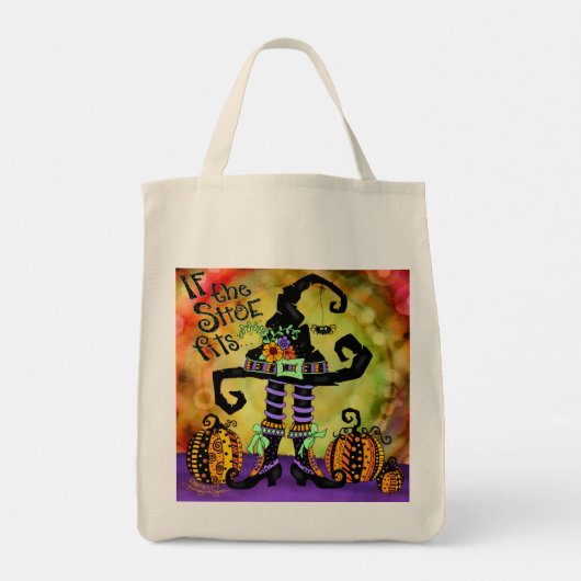 Leuke schoen Halloween Witch Inspirativity Tote Bag (Achterkant)