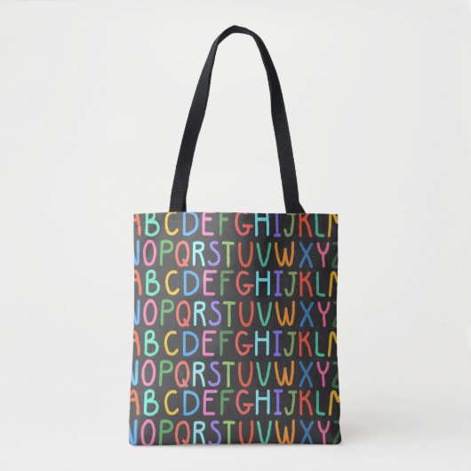Leuke school alfabet print over de hele canvas tas (Voorkant)
