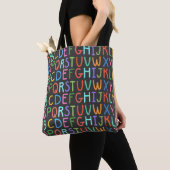 Leuke school alfabet print over de hele canvas tas (Dichtbij)