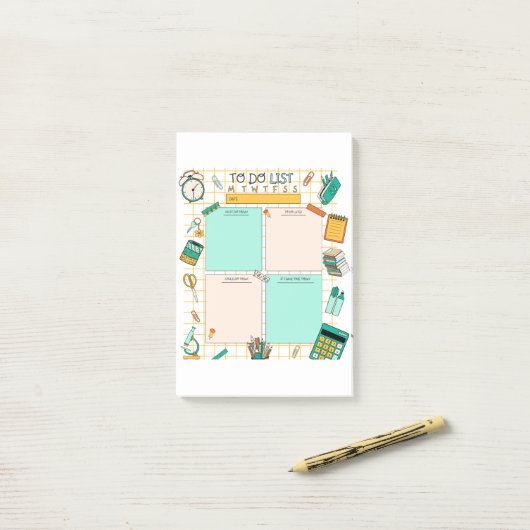 Leuke school kind groen Sinaasappel te doen lijst Post-it® Notes (Op bureau)