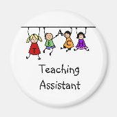 Leuke school onderwijsassistent met Kinder Cartoon Magneet (Voorkant)