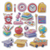 Leuke schoolbenodigdheden en educatieve hulpmiddel sticker (Voorkant)