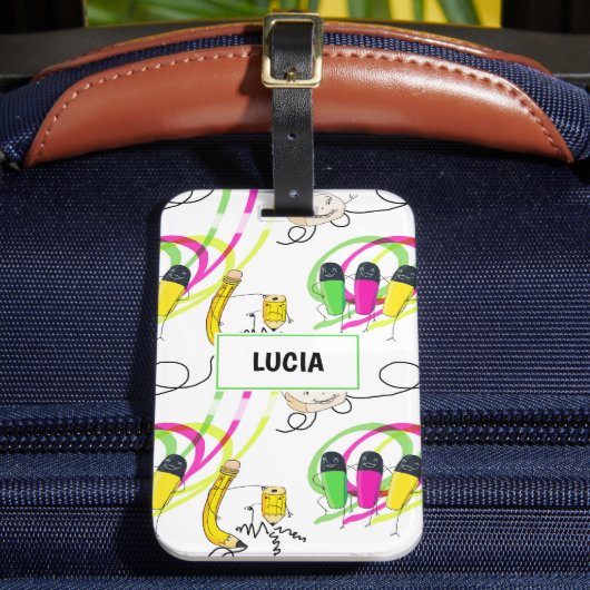 Leuke schoolbenodigdheden personages bagagelabel (Voorkant Insitu 2)