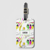 Leuke schoolbenodigdheden personages bagagelabel (Voorkant (verticaal))