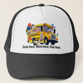 Leuke schoolbuschauffeur feesthoed trucker pet