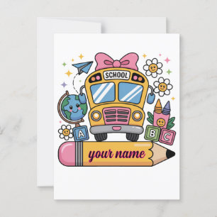 Leuke schoolbuspret Terug naar school onderwijs Briefkaart