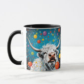 Leuke Schotse Hoogland Koe met bubbels. bewerkbaar Mok (Links)