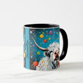 Leuke Schotse Hoogland Koe met bubbels. bewerkbaar Mok (Voorkant rechts)