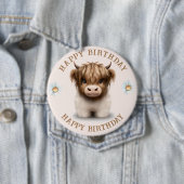 Leuke Schotse Hooglanden Koe Ronde Button 4,0 Cm (In situ)