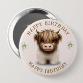 Leuke Schotse Hooglanden Koe Ronde Button 4,0 Cm (Voorkant /achterkant)