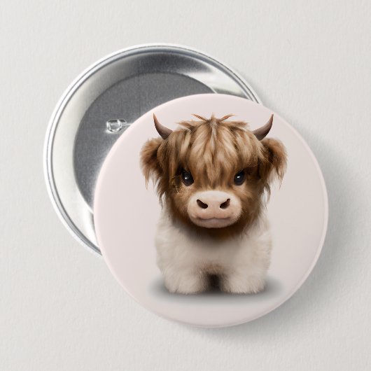 Leuke Schotse Hooglanden Koe Ronde Button 7,6 Cm (Voorkant /achterkant)