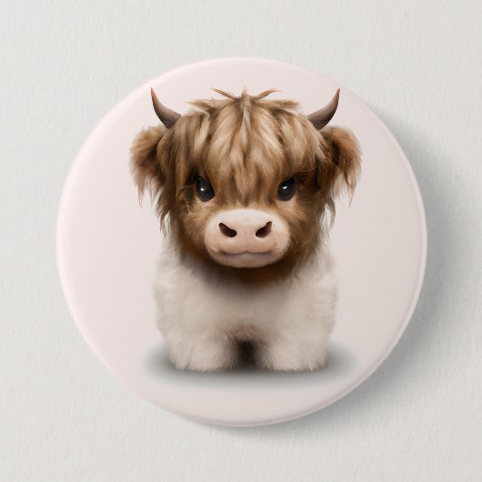 Leuke Schotse Hooglanden Koe Ronde Button 7,6 Cm (Voorkant)