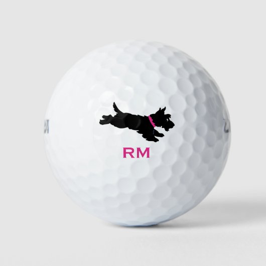 Leuke Scottie Hond Monogrammed Roze Custom Golfballen (Voorkant)