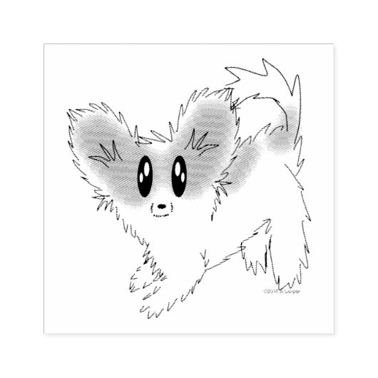 Leuke Scruffy Papillon Puppy Hond Rubber Stamp Rubberstempel (Afrduk)