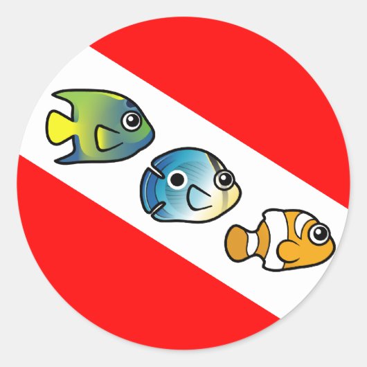 Leuke Scubadorable Duik Vlag Ronde Sticker (Voorkant)