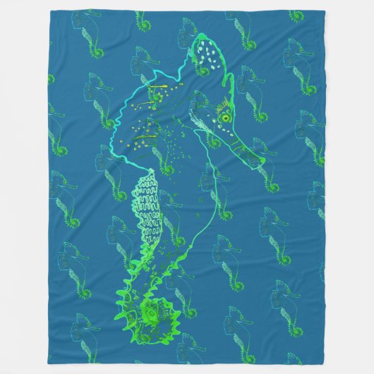 Leuke Seahorse Art Fleece Deken (Voorkant)
