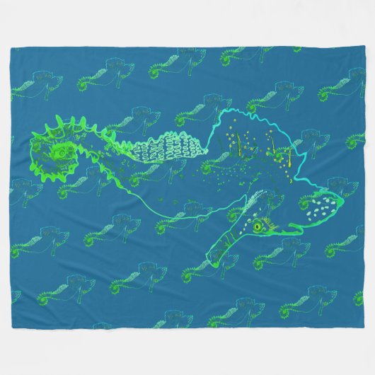 Leuke Seahorse Art Fleece Deken (Voorkant (Horizontaal))