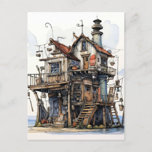 Leuke Seaside Shack Art Briefkaart