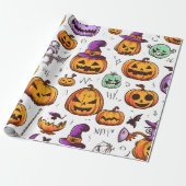 Leuke Seizoensgebonden Oranje Paarse Herfst Pompoe Cadeaupapier (Uitgerold)