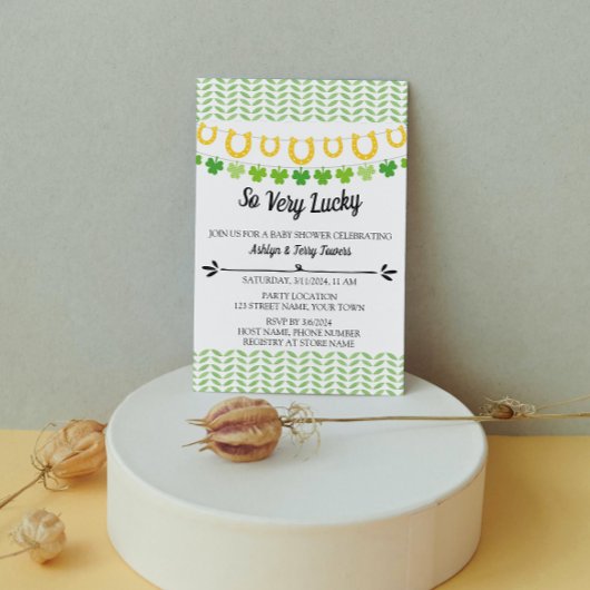 Leuke Shamrock Baby shower Invitation Kaart