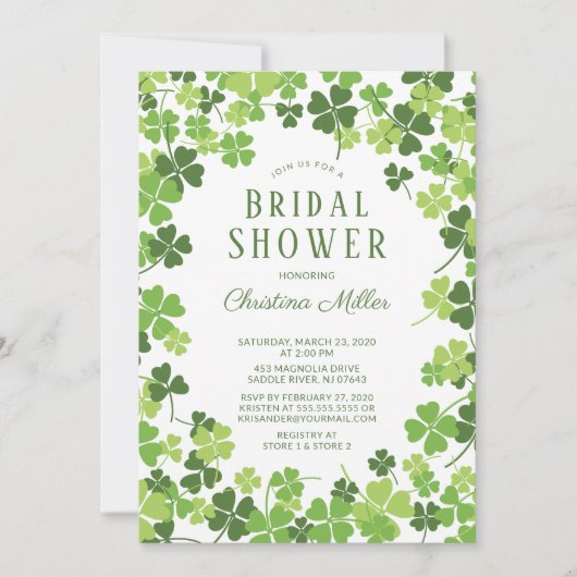 Leuke Shamrock Ierse bruids douche uitnodiging (Voorkant)