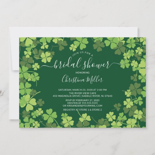 Leuke Shamrock Ierse bruids douche uitnodiging (Voorkant)