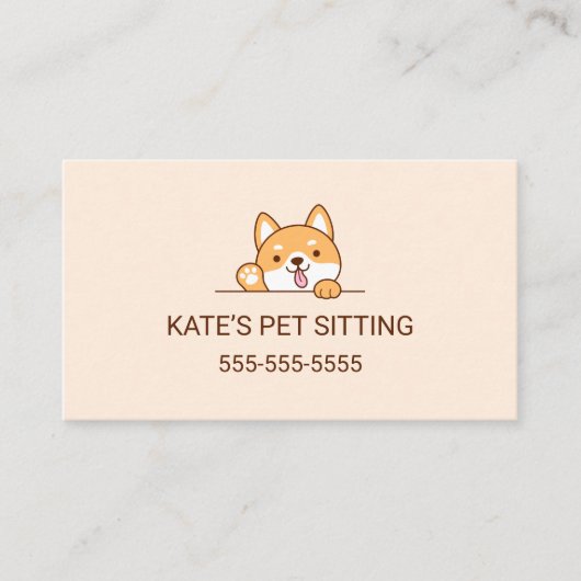 Leuke Shiba Inu Corgi Hond Huisdier Zitten Service Visitekaartje (Voorkant)