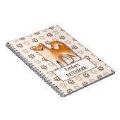 Leuke Shiba Inu hond voetafdruk aanpasbare naam Notitieboek (Rechterzijde)