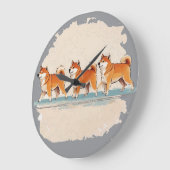 Leuke Shiba Inu lopen in de rij grote klok (Hoek)