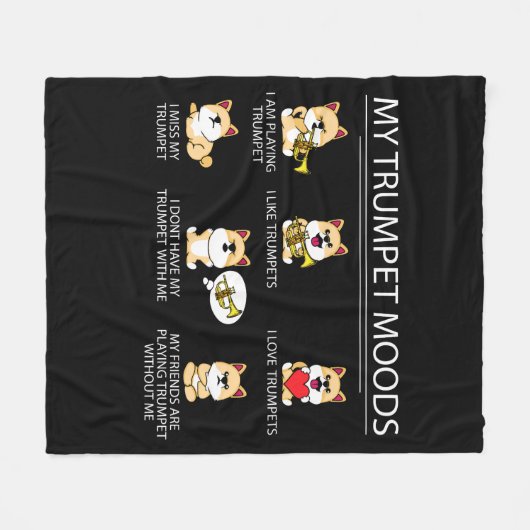 Leuke Shiba Inu trompettist cadeau Kinder jazzmuzi Fleece Deken (Voorkant (Horizontaal))