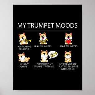 Leuke Shiba Inu trompettist cadeau Kinder jazzmuzi Poster